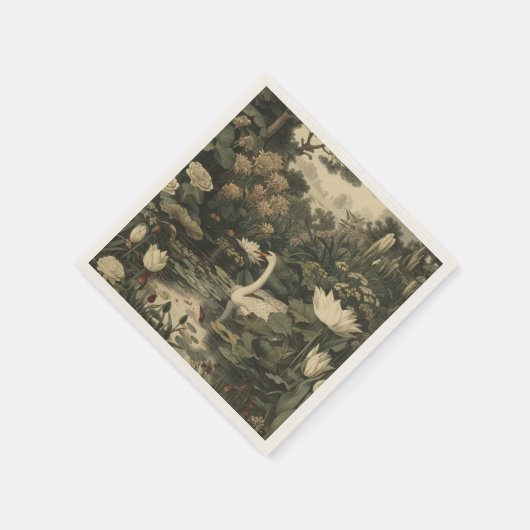 Botanische Elegance - Schwan im Wald Serviette (Ecke)