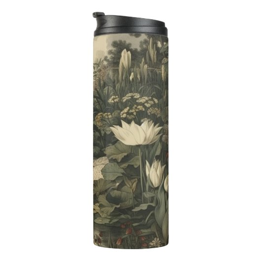 Botanische Elegance - Schwan im Wald Thermosbecher (Nach rechts gedreht)