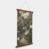 Botanische Elegance - Schwan im Wald Wandteppich Mit Holzrahmen (Gewinkelt)