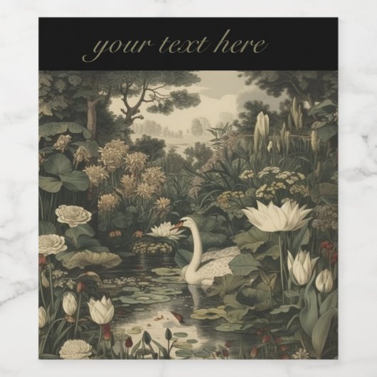 Botanische Elegance - Schwan im Wald Weinetikett (Einzelnes Label)