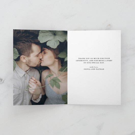 Botanische Elegance | Zwei-Foto-Hochzeit Dankeskarte (Innenseite)