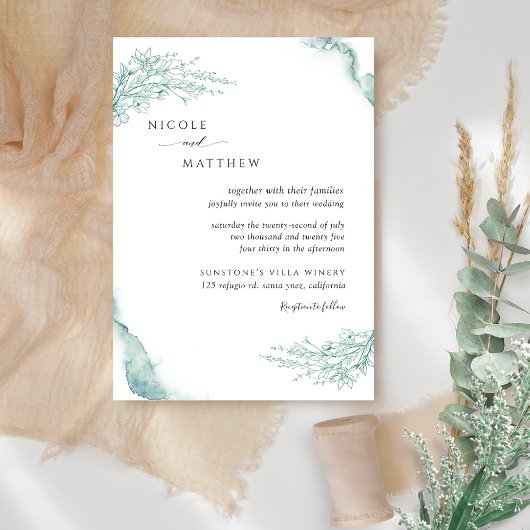 Botanische Elegant-Silbermedaille Wasserfarbenhoch Einladung