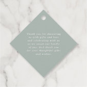 Botanische elegante moderne Babydusche Vielen Dank Geschenkanhänger (Rückseite)