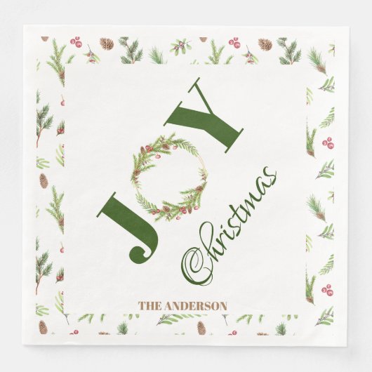 Botanische elegante Weihnachtsfeier Weihnachtsfeie Serviette (Vorderseite)