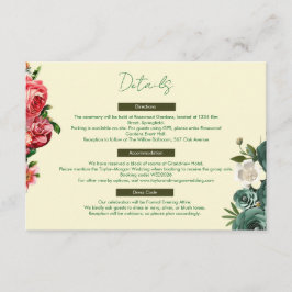 Botanische Eleganz Hochzeits-Details Karte
