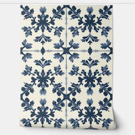 Botanische Eleganz - Marine und Elfenbeinküste - T Tapete