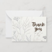Botanische Eleganz: Minimalistisch Danke, flatter Mitteilungskarte (Vorderseite)