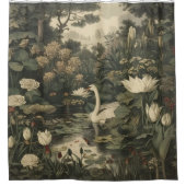 Botanische Eleganz, Schwan im Wald Duschvorhang (Vorderseite)