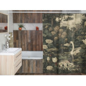 Botanische Eleganz, Schwan im Wald Duschvorhang