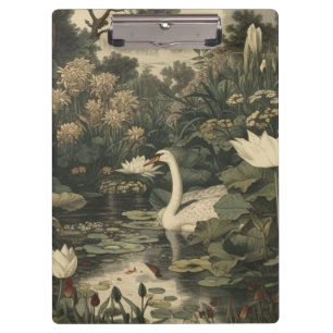 Botanische Eleganz – Schwan im Wald Klemmbrett