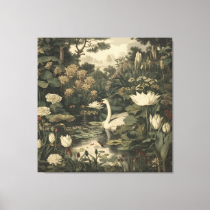 Botanische Eleganz – Schwan im Wald Leinwanddruck