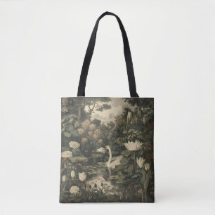 Botanische Eleganz – Schwan im Wald Tasche
