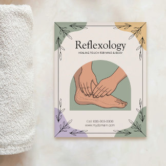 Botanische Elemente & Erdtöne - Reflexzonenmassage Flyer