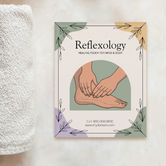 Botanische Elemente & Erdtöne - Reflexzonenmassage Flyer