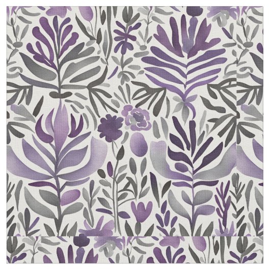 Botanische Elemente in Lila Stoff (Nahaufnahme)