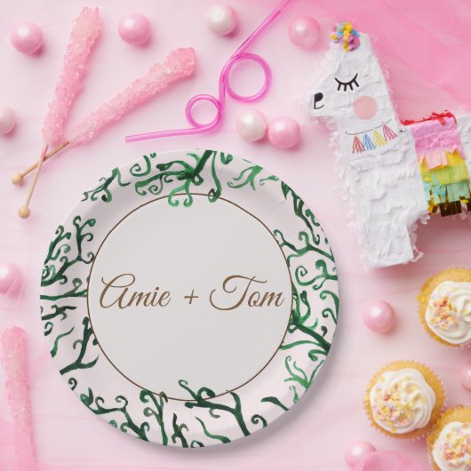 Botanische Elemente, Teller für das Hochzeitsschre (Party)