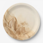 Botanische Elfenbein-Bohemische texturierte Hochze Pappteller (Vorderseite)