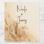 Botanische Elfenbein-Bohemische texturierte Hochze Weinetikett (Einzelnes Label)