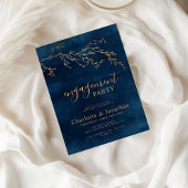 Botanische Engagement-Partei für Navy Blue & Gold Einladung