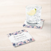 Botanische Engagement-Partei für Navy Blue Pink Fl Rechteckiger Pappuntersetzer (Vor Ort)