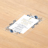 Botanische Erstkommune der Navy Blauer Flora Acryleinladungen (Ablage )