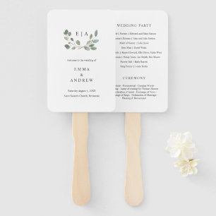 Botanische Eukalyptus-Blätter Hochzeitsprogramm Fächer
