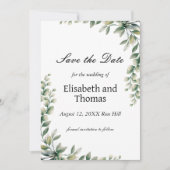 Botanische Eukalyptus-Blätter Save the Date Karte (Vorderseite)