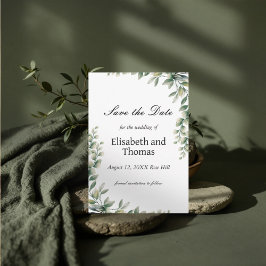 Botanische Eukalyptus-Blätter Save the Date Karte