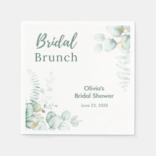 Botanische Eukalyptus-Braut-Brunch-Brautdusche Serviette (Vorderseite)