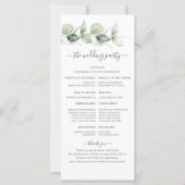 Botanische Eukalyptus-Grün-Hochzeitsprogramm (Rückseite)