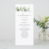 Botanische Eukalyptus-Grün-Hochzeitsprogramm (Stehend Vorderseite)