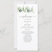 Botanische Eukalyptus-Grün-Hochzeitsprogramm (Vorderseite)