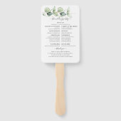 Botanische Eukalyptus-Grün-Hochzeitsprogramm Fächer (Rückseite)