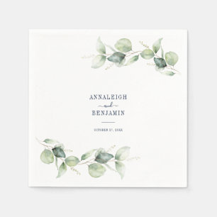 Botanische Eukalyptus-Grünpflanzen-Hochzeitsempfan Serviette