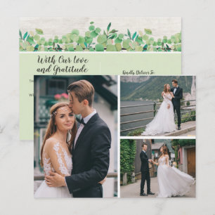 Botanische Eukalyptus Hochzeit Danke 4-Foto Ankündigungspostkarte