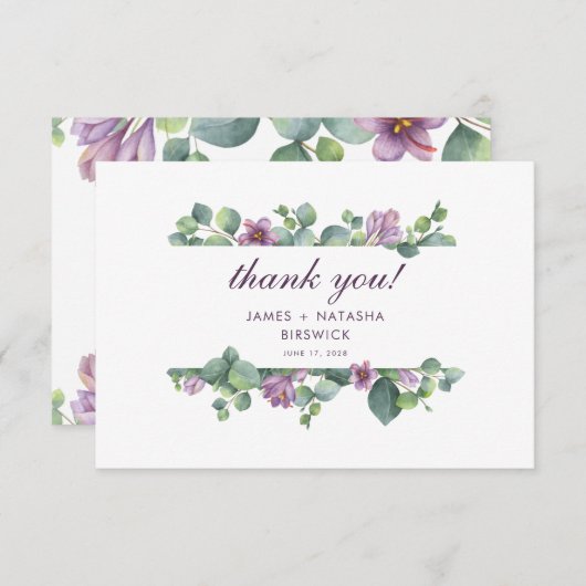 Botanische Eukalyptus-Hochzeit Dankeskarte (Vorne/Hinten)