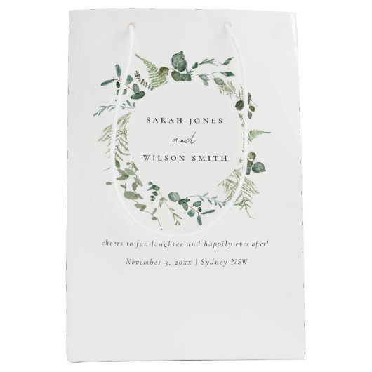 Botanische Eukalyptus-Hochzeit Mittlere Geschenktüte (Vorderseite)