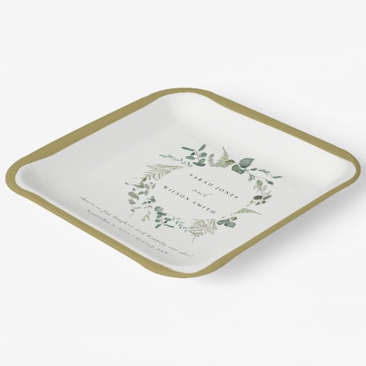 Botanische Eukalyptus-Hochzeit Pappteller (Gewinkelt)