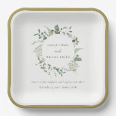 Botanische Eukalyptus-Hochzeit Pappteller (Vorderseite)