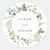 Botanische Eukalyptus-Hochzeit Runder Aufkleber (Vorderseite)