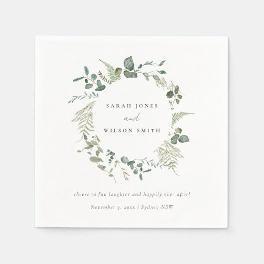 Botanische Eukalyptus-Hochzeit Serviette (Vorderseite)