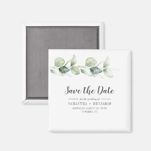 Botanische Eukalyptus-Hochzeit Sichern Sie das Dat Magnet (Vorderseite/Rückseite)