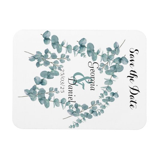 Botanische Eukalyptus-Hochzeit Sichern Sie das Dat Magnet (Horizontal)
