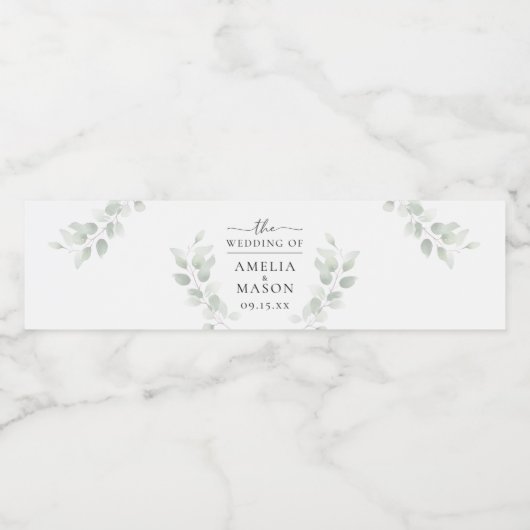 Botanische Eukalyptus-Hochzeit Wasserflaschenetikett (Einzelnes Label)