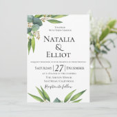 Botanische Eukalyptus-Hochzeits-Einladung Einladung (Stehend Vorderseite)