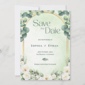 Botanische Eukalyptus-Sage-Grün-Gartenhochzeit Save The Date (Vorderseite)