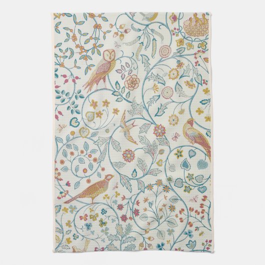 Botanische Eule und Berries Geschirrtuch (Vertikal)