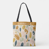 Botanische Fall-Blume Blätter Muster Personalisier Tasche (Rückseite)