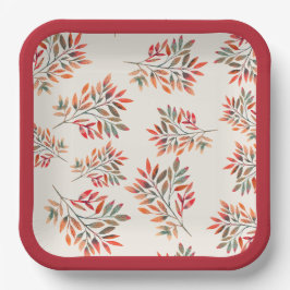 Botanische farbige Herbstlaube Elfenbein individue Pappteller