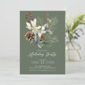 Botanische Feier am Pine Branch Winter Einladung (Stehend Vorderseite)